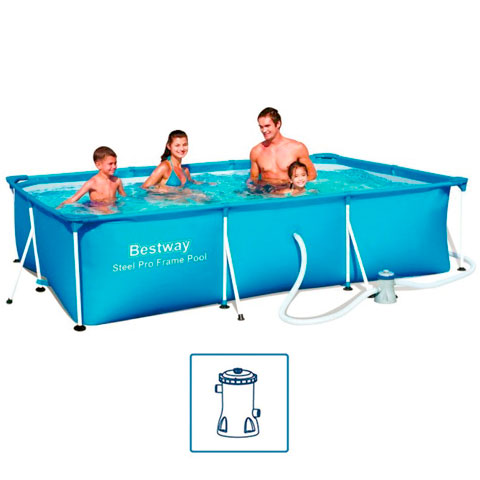 PISCINA RECTANGULAR ESTRUCTURA TUBO + BOMBA