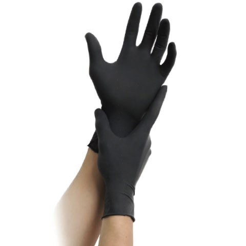 GUANTE NITRILO NEGRO DESECHABLE DISPENSADOR 100UD