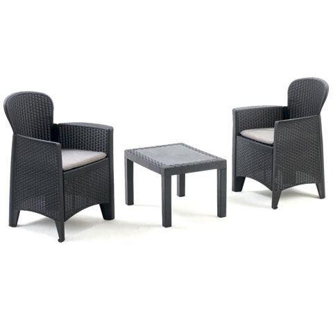 CONJUNTO JARDIN RESINA C/COJINES ANTRACITA AKITA
