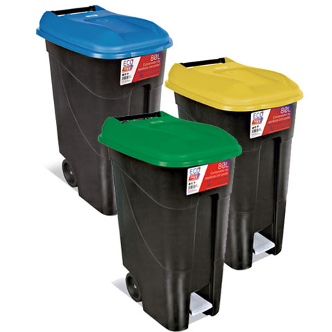 CONTENEDOR BASURA  80L C/RUEDAS Y PEDAL