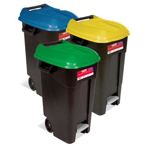 CONTENEDOR BASURA 120L C/RUEDAS Y PEDAL