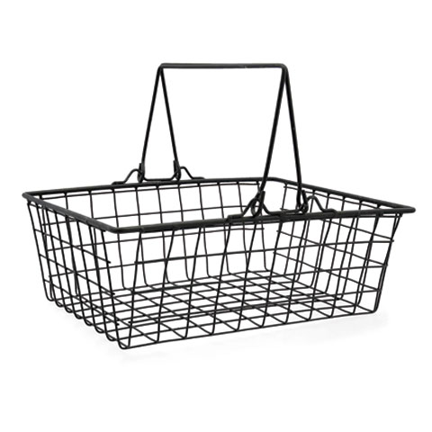 CESTA FRUTA RECTANGULAR ACERO PINTADO 30X23X10,5CM EBANO