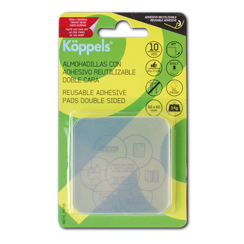 ALMOHADILLA ADHESIVA REUTILIZABLE D/CARA (BL 10UD)