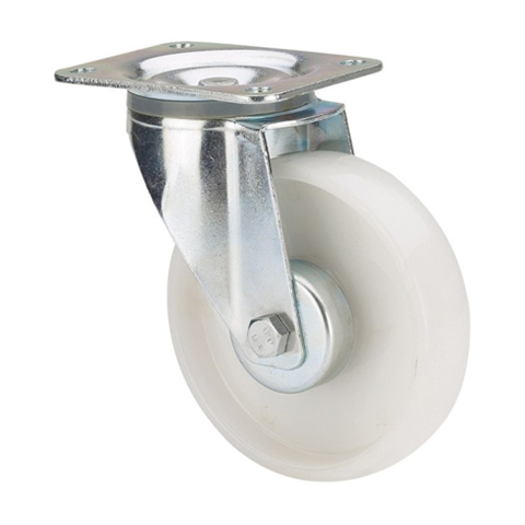 RUEDA INDUSTRIA C/PLACA GIRATORIA POLIAMIX BLANCO