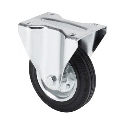 RUEDA INDUSTRIA C/PLACA FIJA GOMA NEGRA RODILLOS TW0273