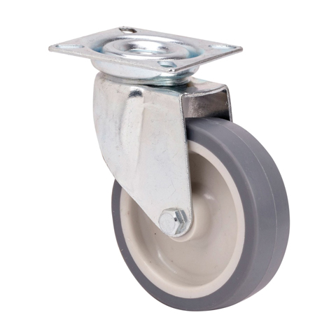 RUEDA INDUSTRIA C/PLACA GIRATORIA GOMA GRIS