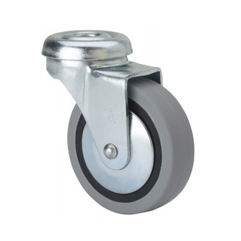 RUEDA MOBILIARIO AGUJERO GOMA GRIS M10