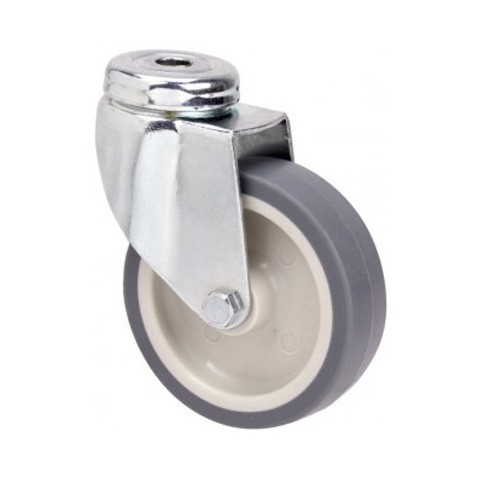 RUEDA MOBILIARIO AGUJERO GOMA GRIS M10 80MM TW0243