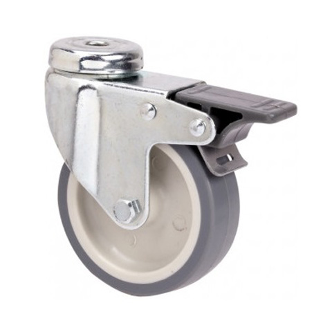 RUEDA MOBILIARIO AGUJERO FRENO GOMA GRIS M10 60MM TW0246