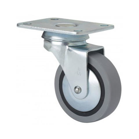 RUEDA MOBILIARIO C/PLACA GIRATORIA GOMA GRIS