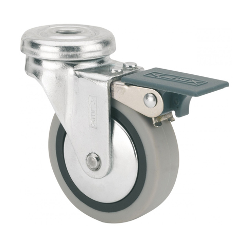 RUEDA MOBILIARIO AGUJERO FRENO GOMA GRIS M 8 40MM TW0161