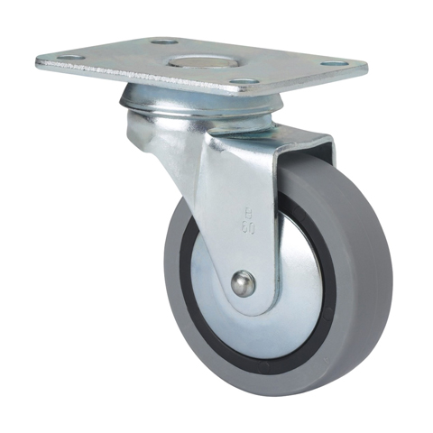 RUEDA MOBILIARIO C/PLACA GIRATORIA GOMA GRIS