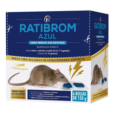 RATICIDA CEBO FRESCO RATIBROM AZUL 900GR (6X150GR)