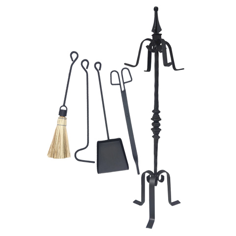 JUEGO CHIMENEA NEGRO COLUMNA 4 PIEZAS LANZA REF.9429