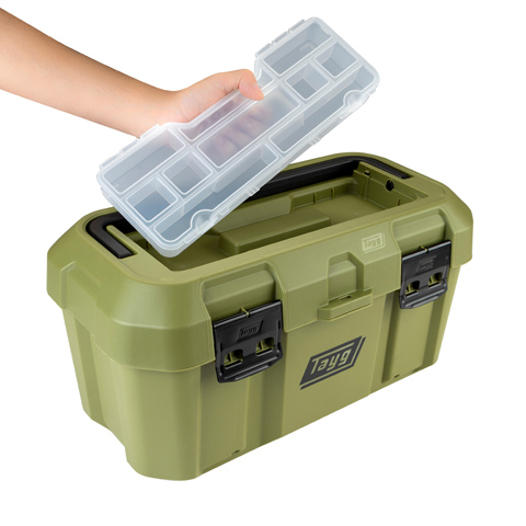 CAJA HERRAMIENTAS PLASTICO TAYG N46 499X279X254 BANDEJA+ESTUCHE VERDE