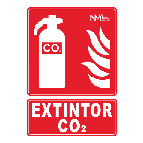 CARTEL EXTINTOR CO2 PVC 21X30CM