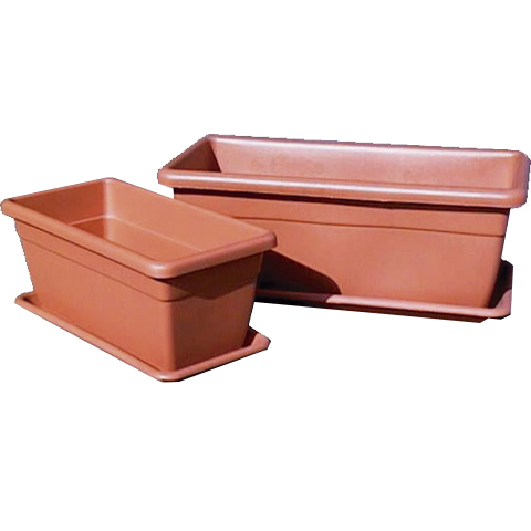 MACETA RECTANGULAR TERRACOTA C/PLATO