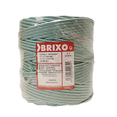 CUERDA TRENZADA POLIPROPILENO VERDE-BLANCA