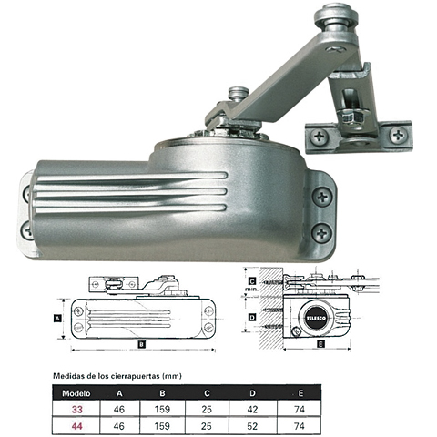CIERRAPUERTAS TELESCO AT50 PLATA