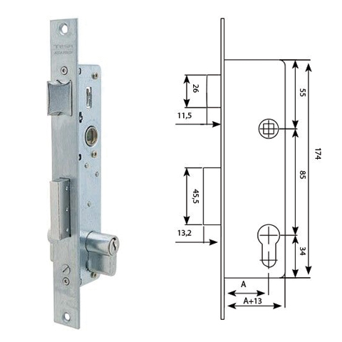 CERRADURA TESA 2210-28MM AI
