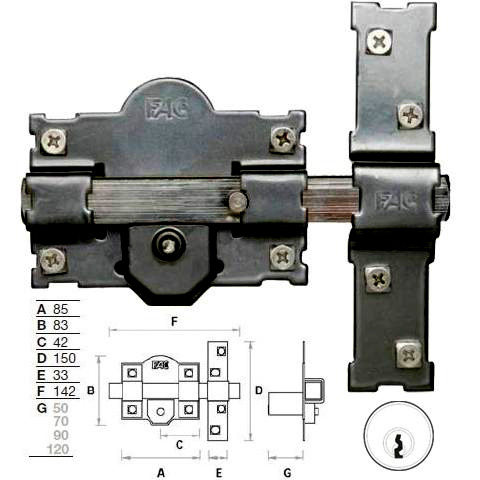 CERROJO FAC 201-R 80 PINTADO