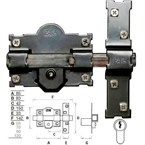 CERROJO FAC 300-R 80  PINTADO