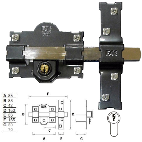 CERROJO FAC 301-L  80 PINTADO