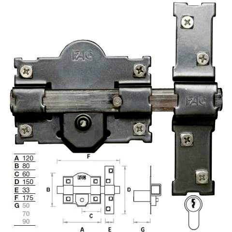 CERROJO FAC 301-R 120 PINTADO