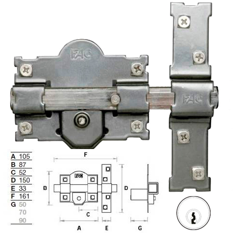 CERROJO FAC 101-R/105 PINTADO