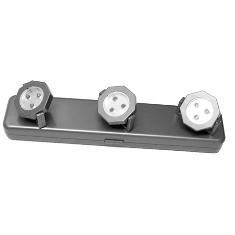 LAMPARA ORIENTABLE 3 PROYECTORES 9 LED CON PILAS