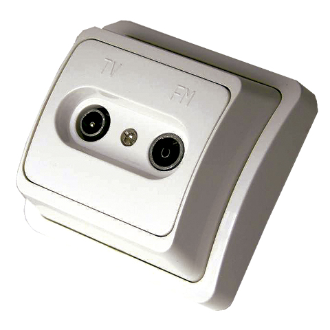 BASE ENCHUFE SUPERFICIE TV-FM BLANCA