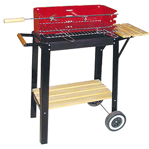 BARBACOA CARBON RECTANGULAR C/RUEDAS 50X26CM