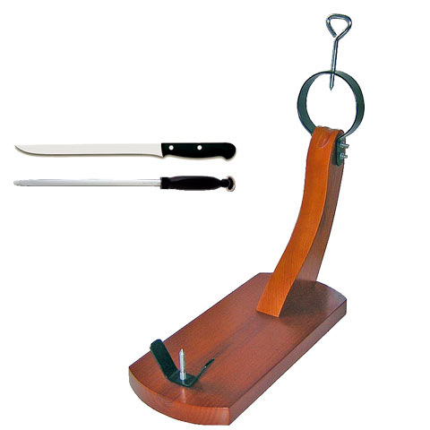 JAMONERO MADERA C/CUCHILLO Y CHAIRA MODELO ONUBA