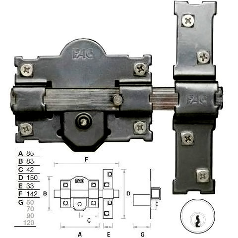 CERROJO FAC 301-R  80 PINTADO