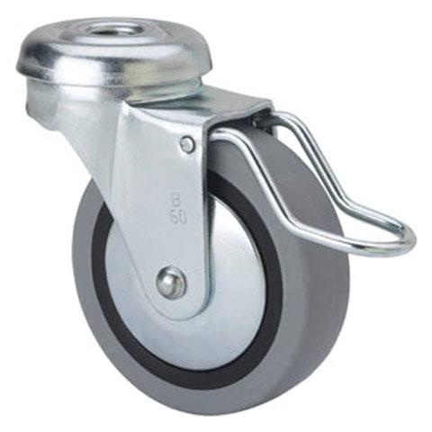 RUEDA MOBILIARIO GOMA GRIS AGUJERO Y FRENO 60MM  1-0330
