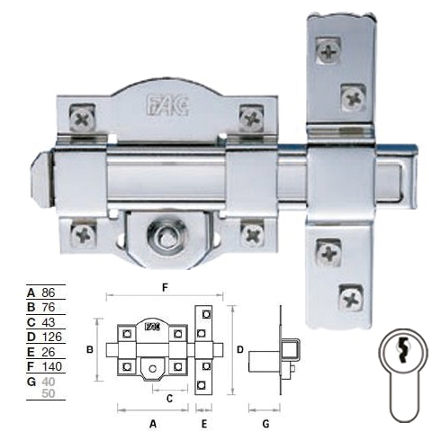 CERROJO FAC  50-R 80 NIQUELADO