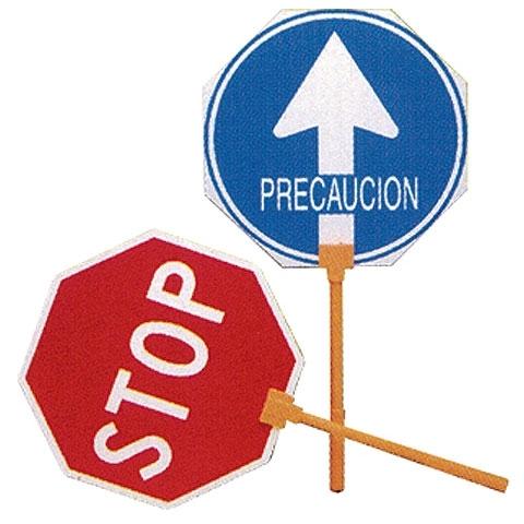 SEÑAL OBRA STOP-PASO C/MANGO PLASTICO