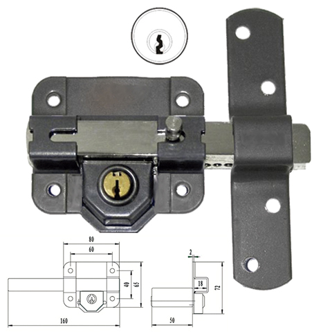 CERROJO BRIXO CS-160LL/90 80MM PINTADO LLAVE/LLAVE
