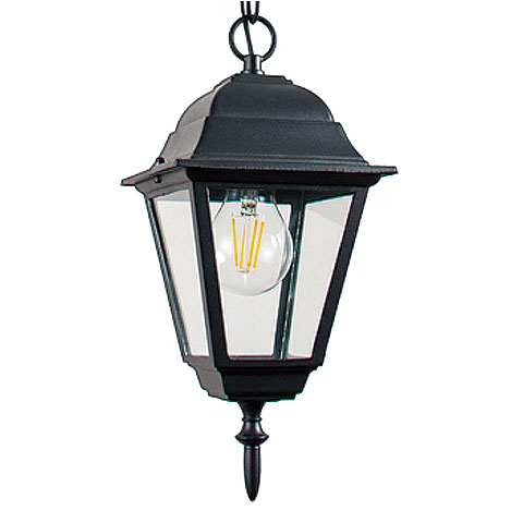 FAROL 4 CARAS COLGANTE CLIVIA ALUMINIO NEGRO C/CADENA