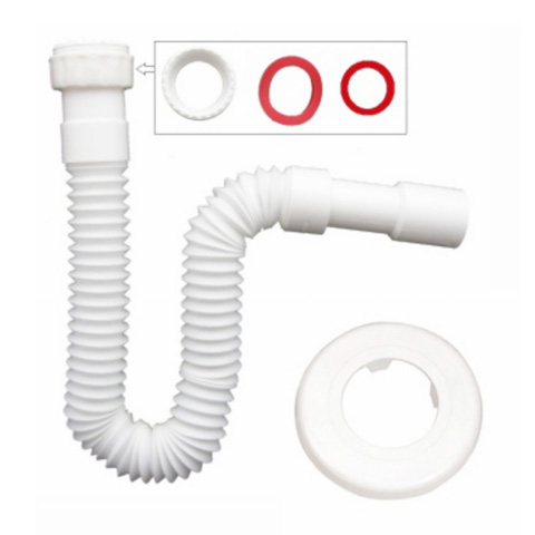 TUBO SIFON FLEXIBLE 30-72CM C/TUERCA 1-1/2 REDUCTOR 1-1/4 BRIXO